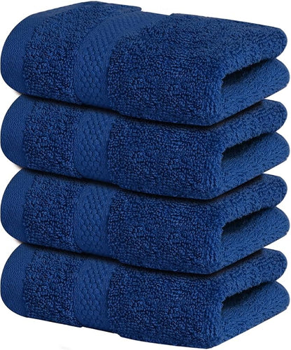Infinitee Xclusives Luxury Wash Cloths for Showering [13x13] – 100% Cotton Washcloths [Pack of 4], Soft and Absorbent Face Towels for Bathroom Wash Clothes, Gym, and Spa (Tranquil Navy)