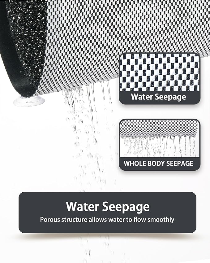 Mecko Non Slip Shower Mats, 16x40 Inch, Anti-Slip Bathtub Mats with Suction Cups for Bathroom, Foot Scrubber Loofah Bath Mats for Shower, Quick Drying Shower Stall Mats for Wet Areas (Black)