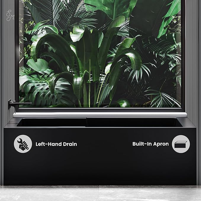 Voltaire 60 in. x 32 in. Acrylic Matte Black, Skirted Alcove, Integral, Left-Hand Drain, Apron Bathtub