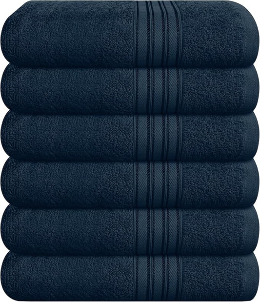 BOUTIQUO Ultra Soft Cotton 6 -Piece Hand Towel Set 16x24 Inch, Ideal for use in Bathroom, Kitchen, Gym, Spa & General Cleaning, Compact & Lightweight Multi Purpose Hand Towels - Mineral Blue