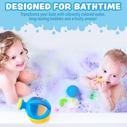 Tub Works® Magical Kids Bubble Bath, Variety 12 Pack | Creates Colorful Water & Tons of Foam Bath Bubbles | Nontoxic | Character-Themed Bubble Bath for Kids | Pink, Purple & Teal Bath Colors