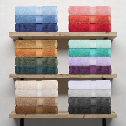 Superior Egyptian Cotton Pile Bath Towel Set of 2, Ultra Soft Luxury Towels, Thick Plush Essentials, Absorbent Heavyweight, Guest Bath, Hotel, Spa, Home Bathroom, Shower Basics, Charcoal
