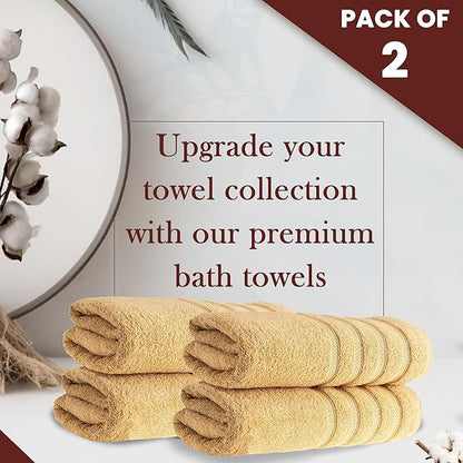 HALLEY Turkish 4 Pack Premium Bath Towels (4 Pieces) 650 GSM Highly Absorbent Super Soft 100% Cotton - 4 Bath Towels (Yellow)