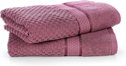 Ample Decor 100% Cotton Hand Towel for Kitchen Set of 2, Absorbent Premium Quality, Oeko TEX Certified, for Bathroom, Hotel, Spa, Gym, Kitchen - Grape Purple - 18 X 28 Inch -Mulaayam Collection