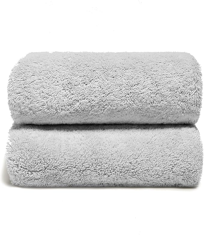 Italic Ultraplush 100% Australian Cotton Bath Sheets - Set of 2 Luxury Extra Large Heavy Duty Bath Sheets, 800GSM Plush and Absorbent Bath Sheets for Hotels, Bath & Spa (Light Gray)