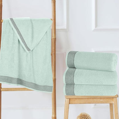 Belizzi Home Ultra Soft 4 Pack Oversized Bath Towel Set 27x54 inches, 100% Cotton Bath Towels, Highly Absorbant Compact Quickdry & Lightweight Towel, Ideal for Gym Travel Camp Pool - Sea Green