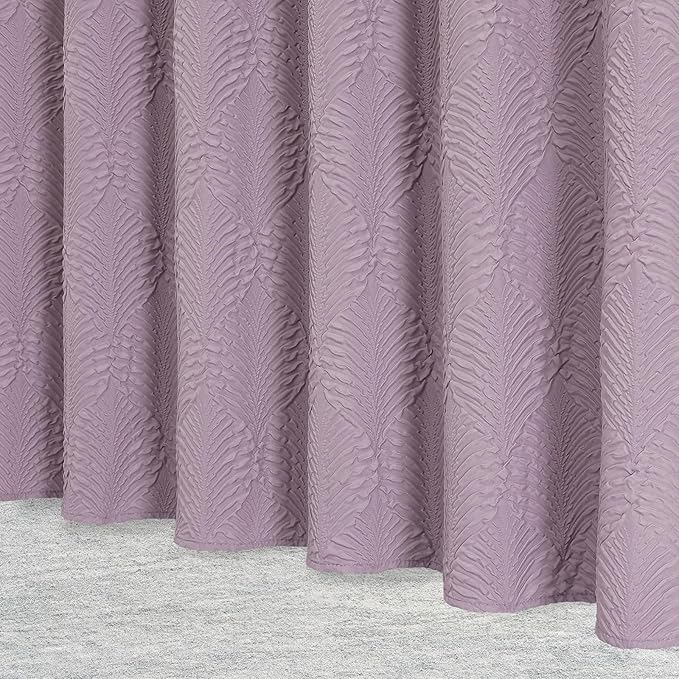Gibelle Lavender Purple Shower Curtain for Bathroom, 3D Embossed Textured Fabric Shower Curtain, Modern Farmhouse Chic Soft Cloth Shower Curtain Set with Hooks, 72x72