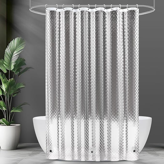 UFRIDAY 78 inch Long Plastic Clear Shower Curtain Liner,Waterproof Shower Liner Transparent 3D Water Cube Bath Curtain 72x78 inches See Through Shower Curtains Liner Clear with 3 Strong Magnets
