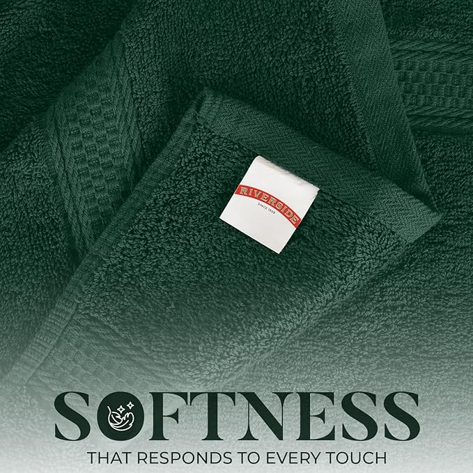 RIVERSIDE 100% Ring Spun Cotton Large Bath Towels Set of 4, 27 x 54 – Quick Dry, Soft & Highly Absorbent Towels for Shower & Bathroom – Luxury 600 GSM Towels for Home, Spa, Gym, Hotel, Hunter Green