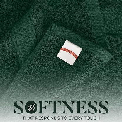RIVERSIDE 100% Ring Spun Cotton Large Bath Towels Set of 4, 27 x 54 – Quick Dry, Soft & Highly Absorbent Towels for Shower & Bathroom – Luxury 600 GSM Towels for Home, Spa, Gym, Hotel, Hunter Green