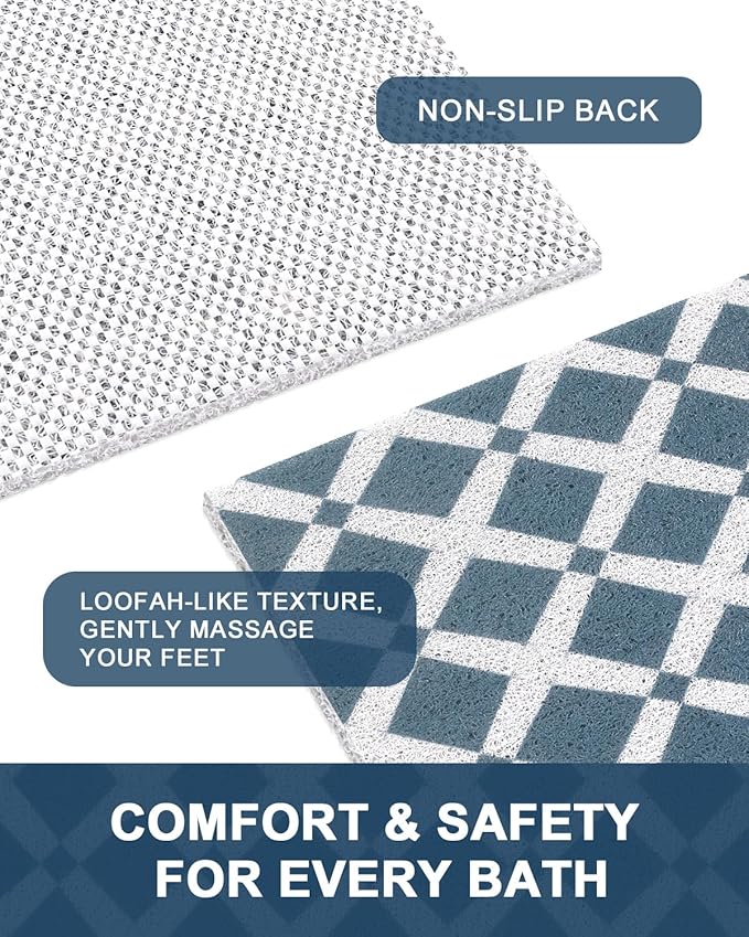 Shower Mat Non Slip - Quick Drying Anti Slip Shower Mats for Inside Shower, Soft PVC Loofah Foot Scrubber Mat, Extra Large Bath Mat for Shower, Tub, Bathroom, Floor, Kitchen, Home, Pool, Hotel