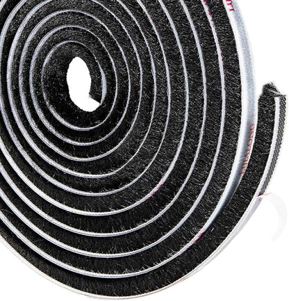 TORRAMI Brush Weather Stripping 11/32 inch x 11/32 inch x 16 ft Seal and Sound Proofing for Patio, Double, Sliding Doors Frame with High Density Felt, Black