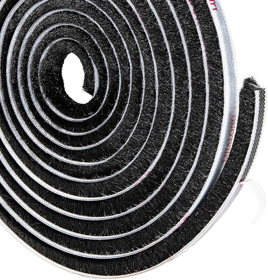TORRAMI Brush Weather Stripping 11/32 inch x 11/32 inch x 16 ft Seal and Sound Proofing for Patio, Double, Sliding Doors Frame with High Density Felt, Black