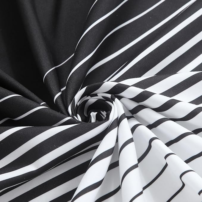 90 Inch Black Shower Curtain, Extra Long Modern Black and White Gradient Horizontal Stripe Waterproof Polyester Shower Curtains for Bathroom, 72x90 Inches