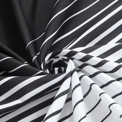 Black Shower Curtain, Modern Black and White Gradient Horizontal Stripe Waterproof Polyester Shower Curtains for Bathroom, 72x72 Inches