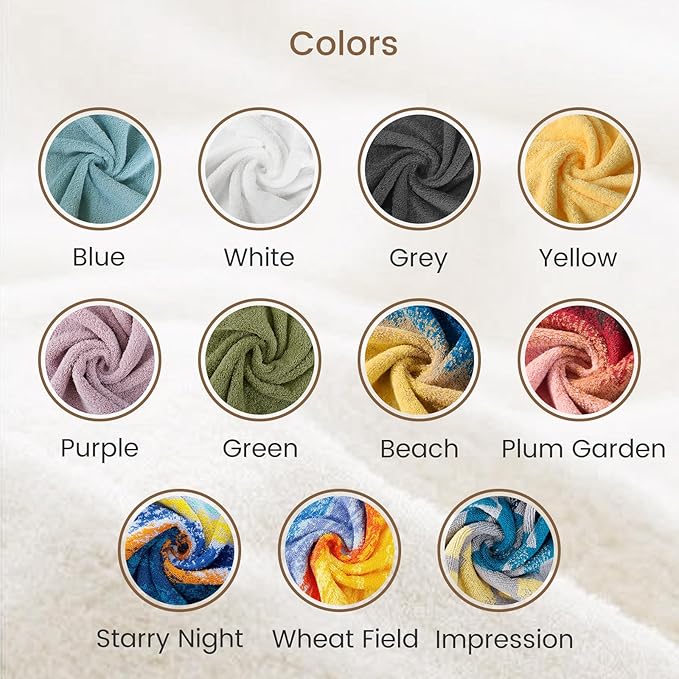 SEMAXE 4-Pack Luxury Bath Towels for Bathroom, 100% Cotton, Soft, Absorbent, and Quick-Drying, 55"x27", Wheat Filed, Perfect for Hotels, Gyms, and Spas