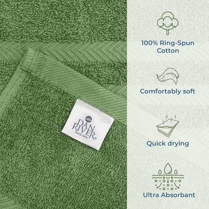 DAN RIVER 2 Pack Luxury Bath Sheets 35x70, 600 GSM, Soft & Quick Dry 100% Ring Spun Cotton Towels Ideal for Hotels, Spas, Gyms & Salons Extra Large, Sage Green