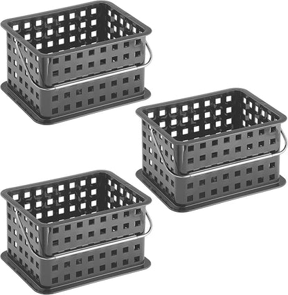 iDesign Stackable Shower Basket with Handle for Dorm or Bathroom - Set of 3 - Gray - Made in USA