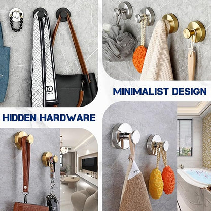Removable & Reusable Suction Cup Hooks for Shower, Heavy Duty No-Drill Cup Hooks for Towels, Robes, Loofah–Wreath Hangers for Front Doors,Doors & Smooth Surfaces (Silver, 2 Pack)