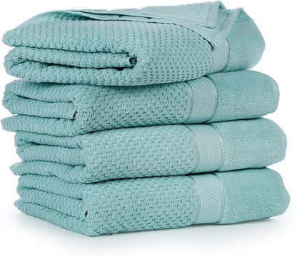 Ample Decor 100% Cotton Hand Towel for Kitchen Set of 4 Mint Green, Absorbent Premium Quality Popcron Textured - 18 X 28 Inch