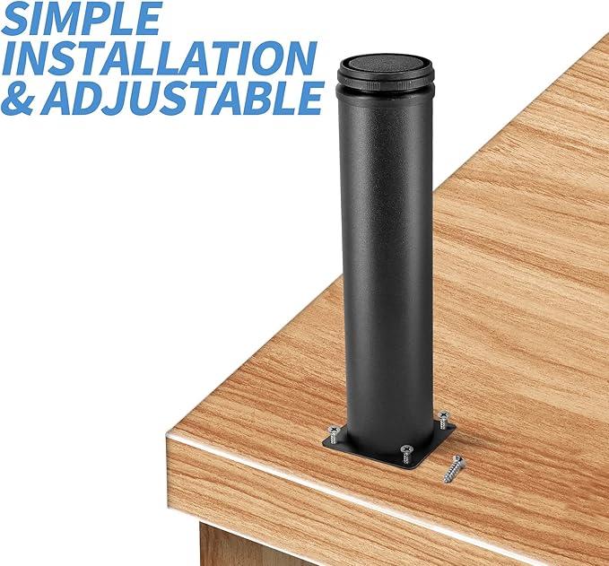 8 Inch Metal Furniture Legs Stainless Steel Adjustable Legs Black Metal Legs Round Cabinet Legs for Coffee Table Cabinet Desk Sofa Shelves, Pack of 4
