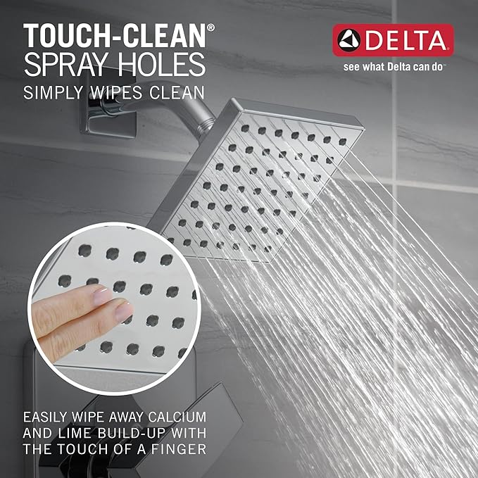 Delta Faucet Modern Single-Handle Chrome Tub and Shower Trim Kit, Shower Faucet with Single-Spray Touch-Clean Shower Head, Chrome T14467-PP (Valve Not Included)