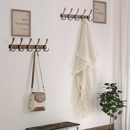 Dseap Wall Mounted Coat Rack - 5 Tri Hooks, Heavy Duty, Stainless Steel, Metal Coat Hook Rail for Coat Hat Towel Purse Robes Mudroom Bathroom Entryway,Antique Copper