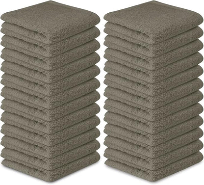 Softolle 100% Cotton Washcloths 24 Pack (12x12 Inches) Soft, Highly Absorbent Washcloth, Face Towels, Wash Cloths for Face, Ring Spun, Bulk Pack (Taupe)