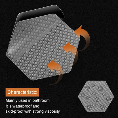 Bathtub Stickers Non-Slip, 24 PCS Hexagon Grey Safety Shower Treads Adhesive Appliques with Premium Scraper
