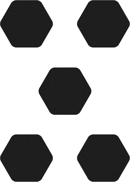 Kahuna Grip Bathtub Bath and Shower 5¼" Hexagon Non-Slip Traction Treads (Black)