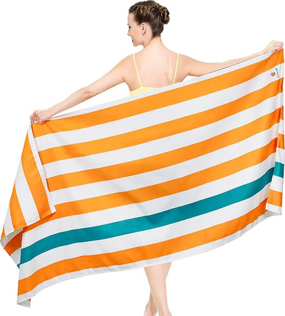 SUN CUBE Microfiber Beach Towel, Quick Dry Sand Free Beach Towel, Lightweight, Compact for Travel Swim Sports Camping, Packable Sand Resistant Towel Adult - Orange 78x35 Inches