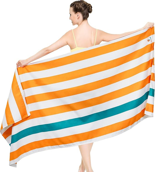 SUN CUBE Microfiber Beach Towel, Quick Dry Sand Free Beach Towel, Lightweight, Compact for Travel Swim Sports Camping, Packable Sand Resistant Towel Adult, Orange 60x30 Inches