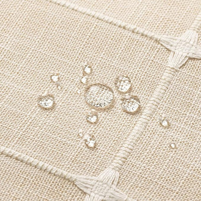 MitoVilla Cream Boho Farmhouse Shower Curtain Set 72 x 78, Beige 78 inch Long Polyester Linen Tassel Fabric Shower Curtain Set for Chic Cottagecore French Rustic Bathroom Decor