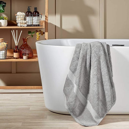 Christy Renaissance 4 Piece Gray Towel Set | 100% Egyptian Cotton | Luxury Bathroom Towels | Soft and Super Absorbent | 675 GSM | 2 Bath Sheet 2 Hand | Dove Gray
