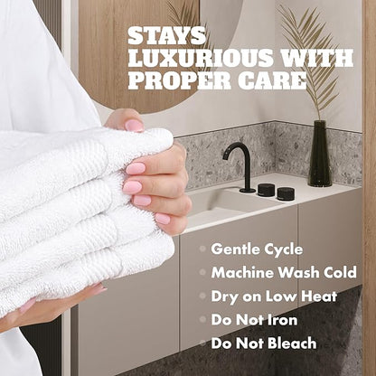 White Classic Wealuxe Cotton Hand Towels - Soft and Lightweight - 16x27 Inch - 12 Pack - Multi