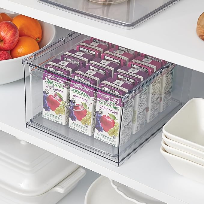 iDesign Stackable Storage Drawer for Fridge, Pantry, or Under Sinks, Set of 4, Clear, Made in USA