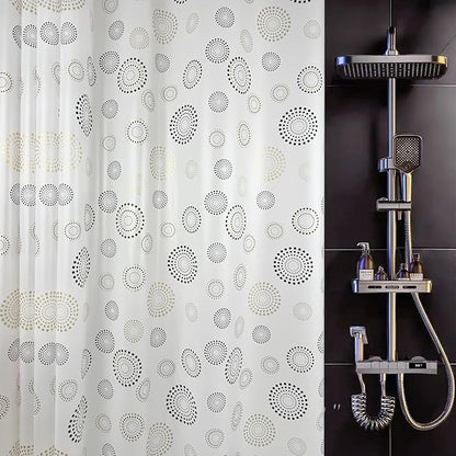 Plastic Shower Curtain Liner, Waterproof Printed PEVA Shower Curtain with Design, Gold Dots Pattern, Rustproof Grommets, Standard Size 70x72 Bathtub Curtain for Bathroom (Pack of 1)