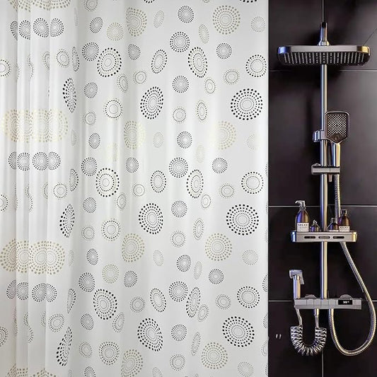 Plastic Shower Curtain Liner, Waterproof Printed PEVA Shower Curtain with Design, Gold Dots Pattern, Rustproof Grommets, Standard Size 70x72 Bathtub Curtain for Bathroom (Pack of 1)