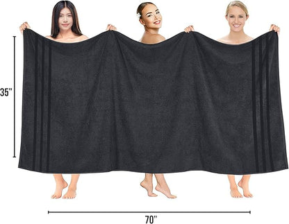 RIVERSIDE Pack of 2 Extra Large Bath Sheets 35 x 70 Inches - 100% Ring Spun Cotton Hotel Quality Oversized Bath Towels - Super Soft, Highly Absorbent & Quicker to Dry - Charcoal