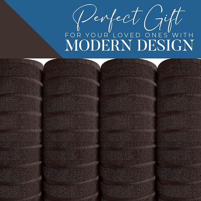 DAN RIVER Pack of 2 Bath Sheet 35x70 Inches, Ribbed Oversized Bath Sheets Towels for Adults, Fluffy and Soft Plush Towels - Brown