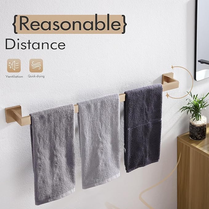 KOKOSIRI 36-Inch Towel Bars for Bathroom Kitchen Towels Holder Wall Mount SUS304 Stainless Steel Towel Rack, Champagne Bronze B4003CPG-L36
