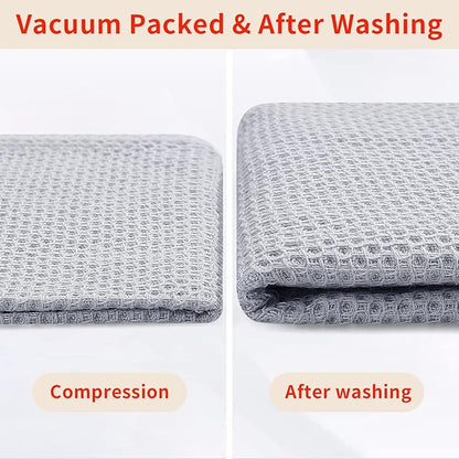 Homaxy 100% Cotton Waffle Weave Kitchen Dish Cloths, Ultra Soft Absorbent Quick Drying Dish Towels, 12 x 12 Inches, 12-Pack, Light Gray
