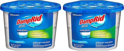 Damp Rid Moisture Absorber & Odor Remover - Fragrance Free - 10.5 oz. (Pack of 2) Disposable, Lasts Up To 60 Days, No Electricity Required - Ilios Packaging.