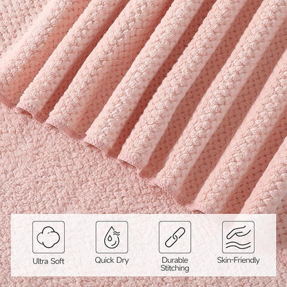 REDKISS Pink Towel Set of 8 - Ultra Soft Microfiber, Contains 2 Large Bath 35x70, 2 Hand 14x30, 4 Washcloths 14x14, Highly Absorbent, Quick Dry, Ideal for Everyday use, Hotel & Spa, Pink