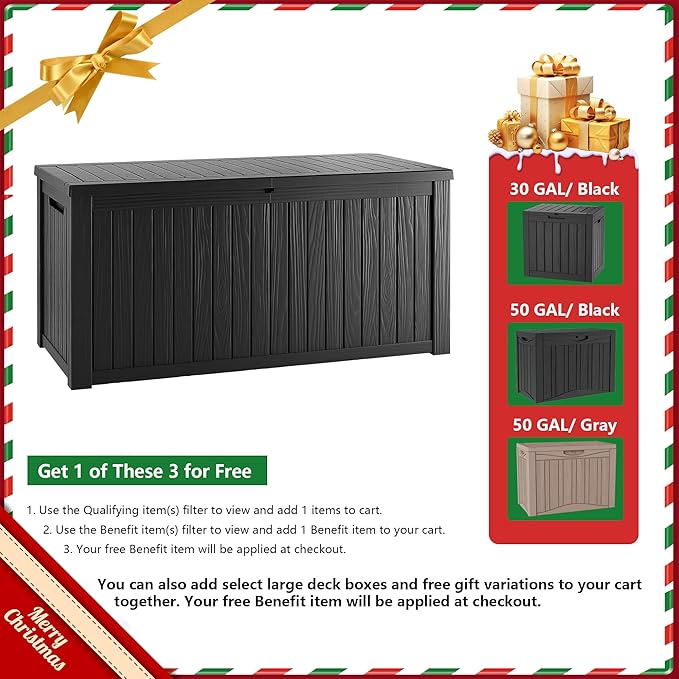 TARKARI 35 Gallon Lockable Resin Deck Box, Waterproof & UV-Resistant Outdoor Storage Box for Outdoor Cushion Storage, Garden Tools & Pool Accessories Storage, Black