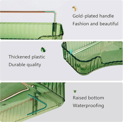 YCIA&DONE Corner Bathroom Counter Organizer, Makeup Organizer for Vanity, Skincare Cosmetic Perfume Tray, Corner Countertop Shelf Rack Storage for Bathroom Kitchen 1 Tier (Vintage Green)