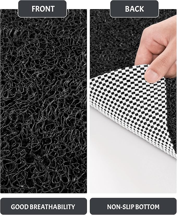 Non Slip Shower Mats for Inside Shower,16x24 Inch,Anti-Slip Bathtub Mats for Bathroom, Foot Scrubber Loofah Bath Mats for Shower, Quick Drying Shower Stall Mats for Wet Areas (Black)