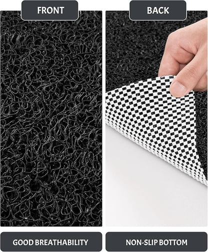 Mecko Loofah Bath Mat for Tub - Quick-Dry Non-Slip Shower Mat, Extra Thick Textured Grip Bathtub Mat for Bathroom and Shower Floor, Indoor/Outdoor Use for Wet Areas (Black, 17"x47")