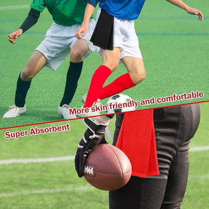 Shimeyao 2 Pcs Cotton Sports Football Towel with Closure Pitching Football Sweat Towel for Sports Gym Men Women Accessories(Black, Red, Various)