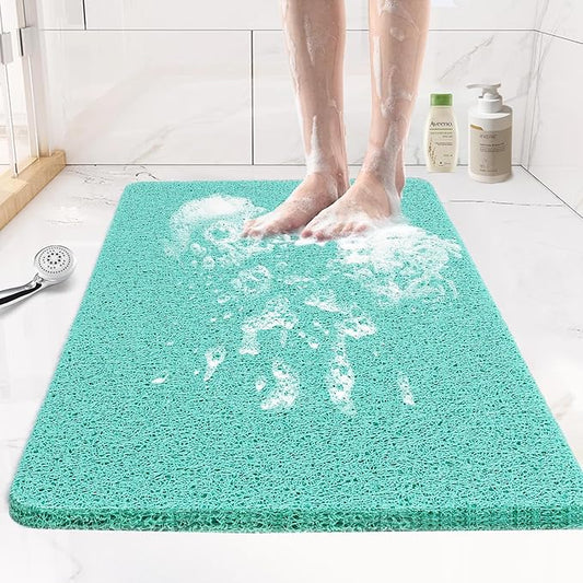 Joyhalo Shower Mats for Showers Anti Slip for Elderly, 32'' x 24'' Non Slip Bath Mat for Inside Shower, Bath Tub Mats for Bathroom Non Slip for Shower, PVC Loofah Bathroom Mats, Aqua